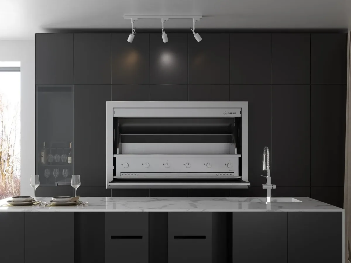 SAFIRE built-in gas braai installed in an outdoor entertainment area
